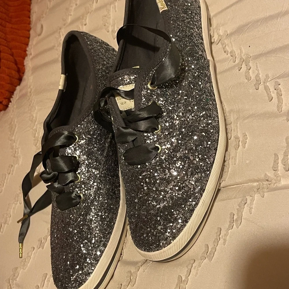 Kate Spade Glitter Sneakers - Silver and Black